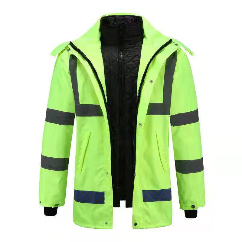 Winter reflective raincoat cotton coat coat traffic road eye-catching reflective work clothes safety cotton jacket rainproof clothing
