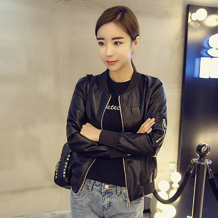 2018 autumn new Korean fashion baseball leather short jacket female ...