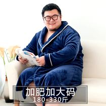Fat and winter flannel gown men large number of pajamas weight plus thicker coral velvet home suit bathrobe