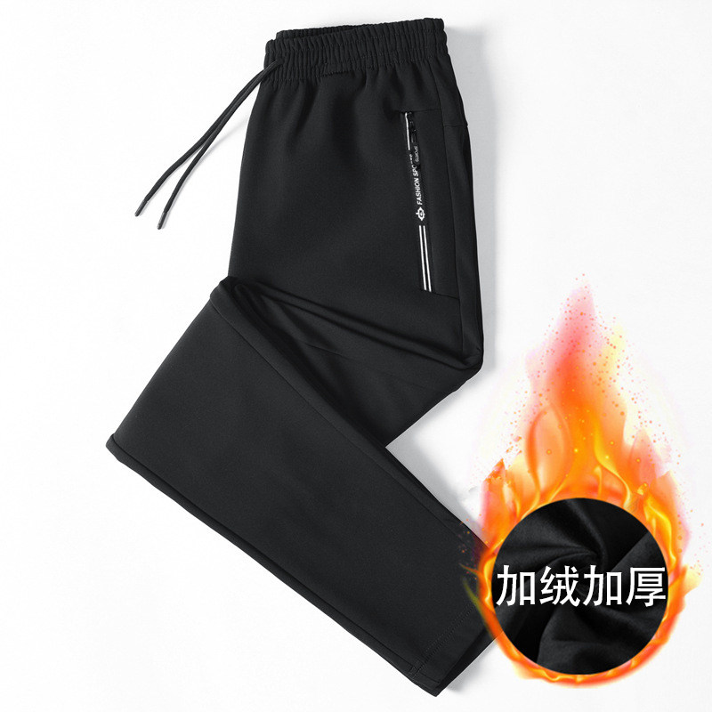 Weight plus large yards of men's pants fat plus fluff casual pants autumn and winter tide loose youth to take fat sub-jeans