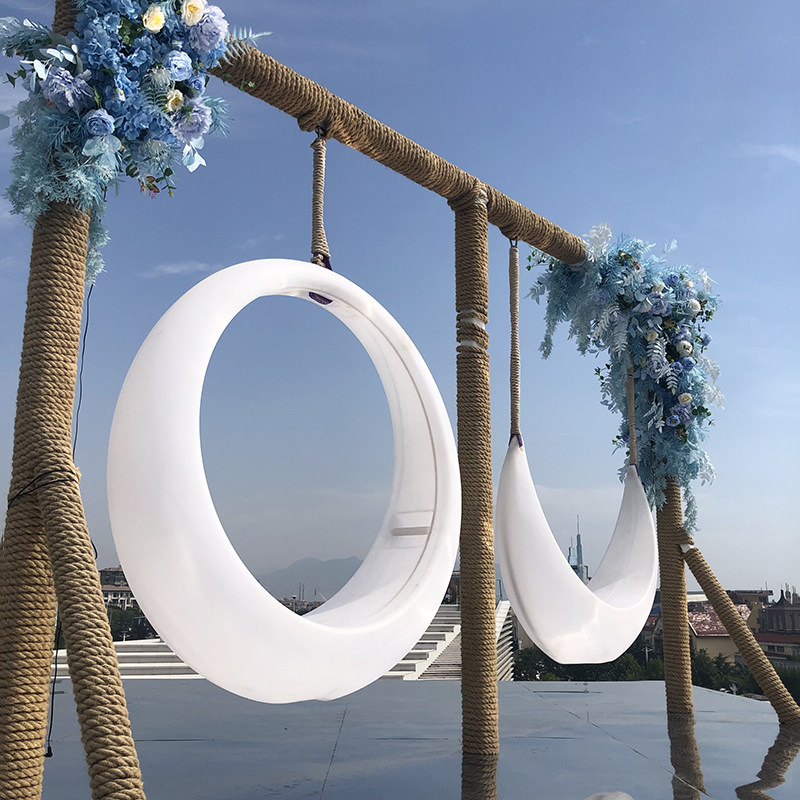 Outdoor luminous swing outdoor courtyard hanging chair solar luminous net red swing hanging basket double multi-person moon rocking chair