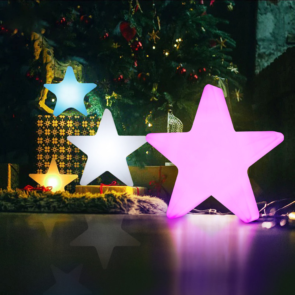 LED luminous five-pointed star lights outdoor net red decoration star lights wedding stage events hand-held hanging colorful lights