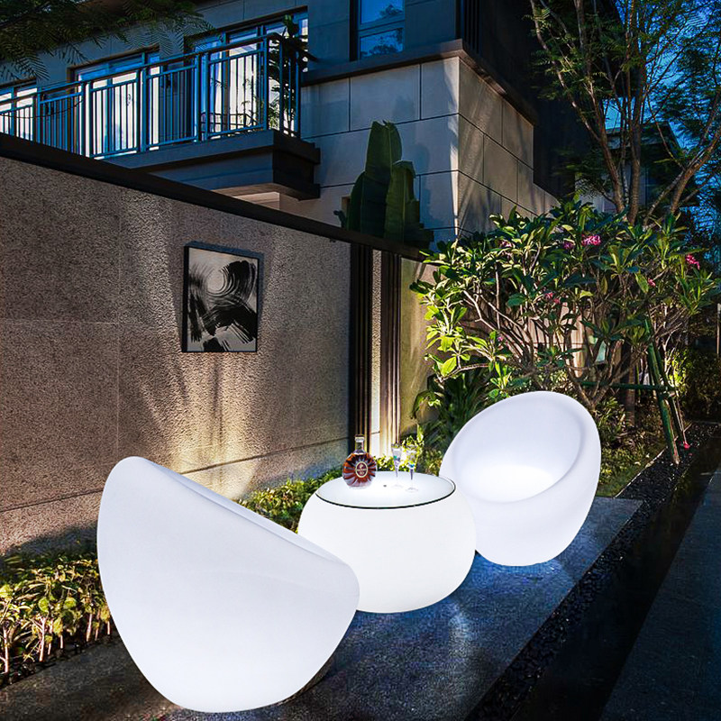 Nordic Outdoor Waterproof Balcony Casual Table And Chairs Combo Net Red Luminous Courtyard Open-air Outdoor Small Table And Chairs Three Sets