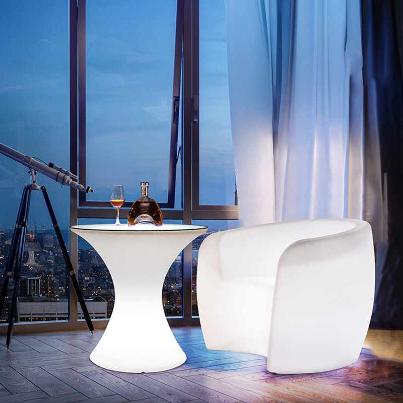 Outdoor luminous table and chair combination clear bar loose table card seat air bar dining bar open-air waterproof balcony tea table stool