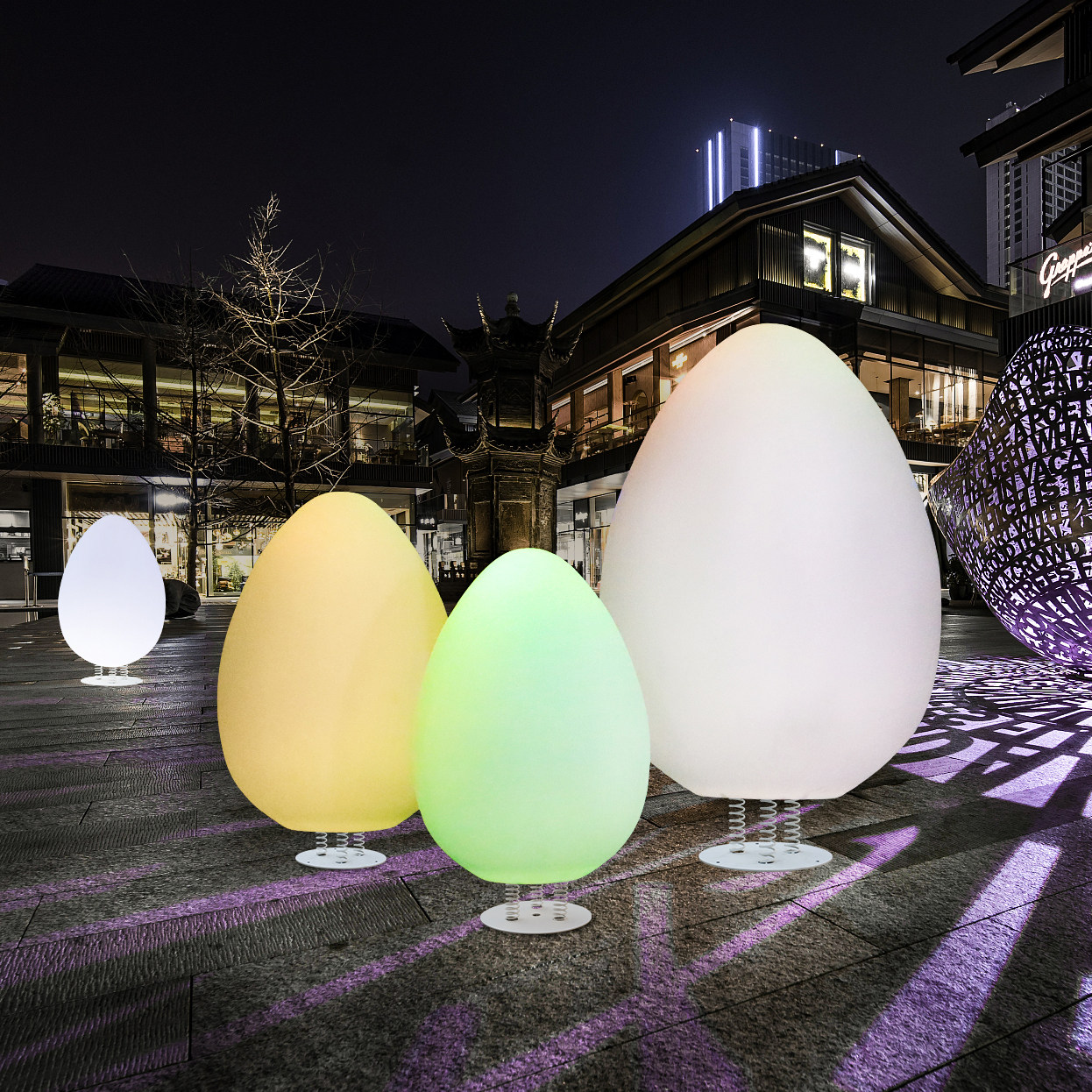 LED luminous egg-shaped tumbler touches the color-changing luminous spherical landscape lamp outdoor creative beauty chen interactive props