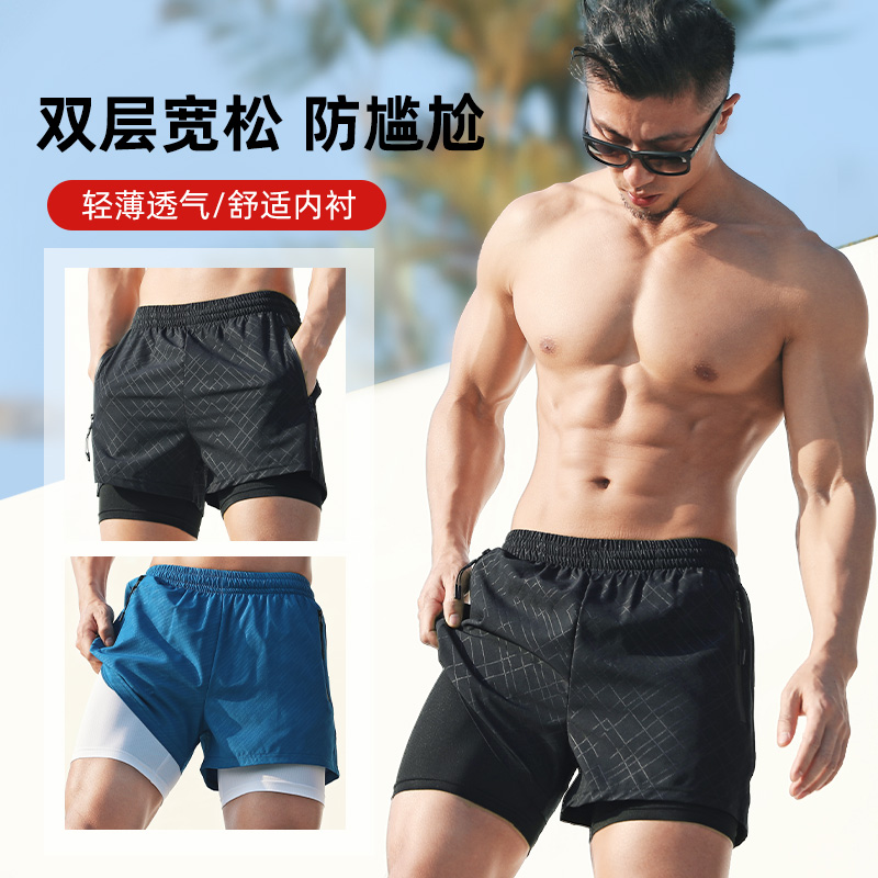 Swimming trunks men anti-embarrassment loose quick-drying men's swimming trunks boxing swimsuit set beach pants hot spring swimming equipment