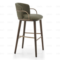北欧轻奢吧椅简约实木酒吧椅现代咖啡厅高脚椅子金属圈扶手吧台凳