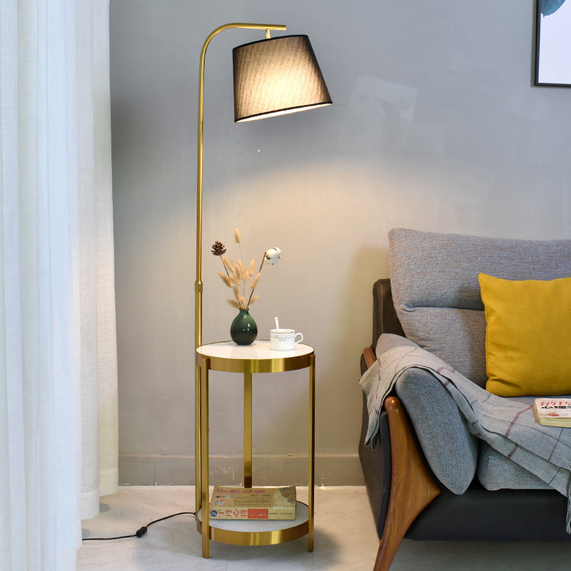 Nordic floor lamp minimalist ins style living room with shelf light luxury bedroom bedside vertical coffee table lamp integrated