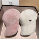 French thickened warm baseball cap for men and women, versatile M letter, small peaked cap with face, autumn and winter plush hat