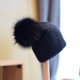 French new style fox fur ball double-layer warm knitted hat autumn and winter rabbit fur versatile ear protection pile hat wool hat for women