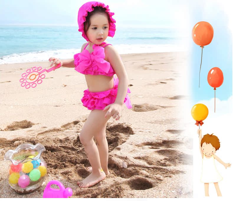 Túi thiên thần trẻ em Hàn Quốc mặc cô gái áo tắm 2018 mới tải về du lịch beachwear áo tắm bộ