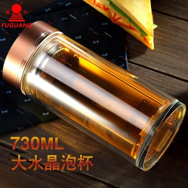 Fuguang Big Mac 730ML large double-layer glass cup, drink up to people, drink office filter bubble tea cup creative