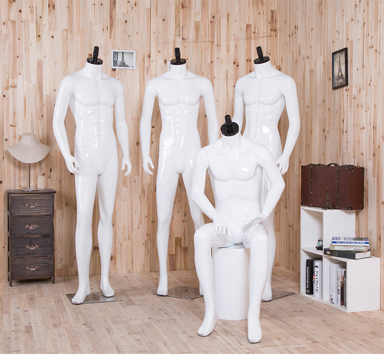High-end men's clothing store body bright white paint model props clothing store dummy display window mannequin rack
