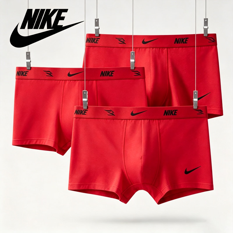 Nike Men's Red Boxer Briefs Three-Pack Breathable Sports Shorts for the Year of Birth Nike Men's Red Boxer Briefs Three-Pack Breathable Sports Shorts for the Year of Birth