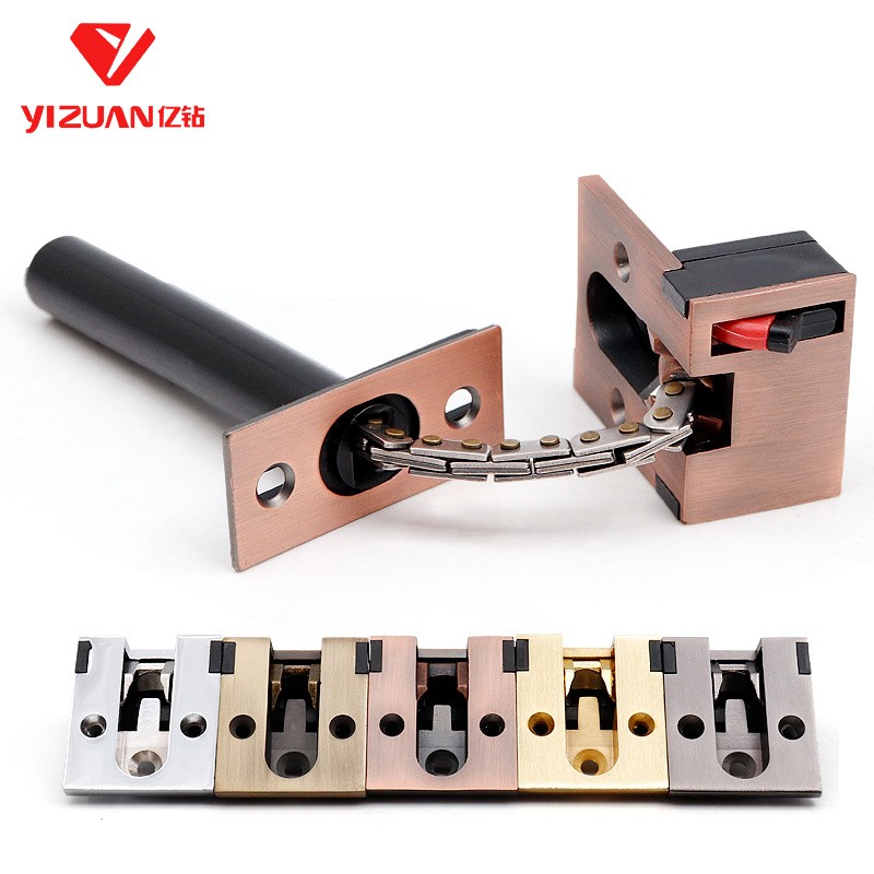 Hotel door chain buckle concealed hotel door rear safety chain anti-lock buckle household door bolt hidden chain lock black