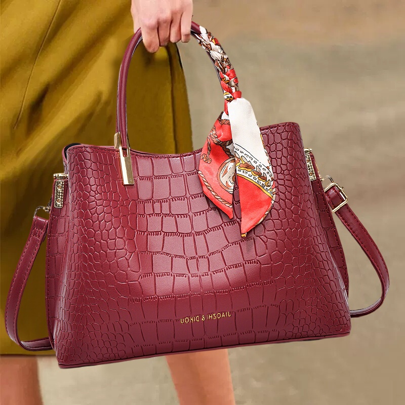 Mother's Day Hong Kong Genuine Leather Red Bridal Bag for Women, Mom's Wedding Bag, Handbag for Middle-Aged Ladies, Women's Bag