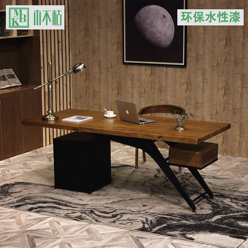Solid Wood Desk Modern Minimalist Industrial Wind Bosses Table Presidents Table Desktop Computer Desk Home Loft Desk