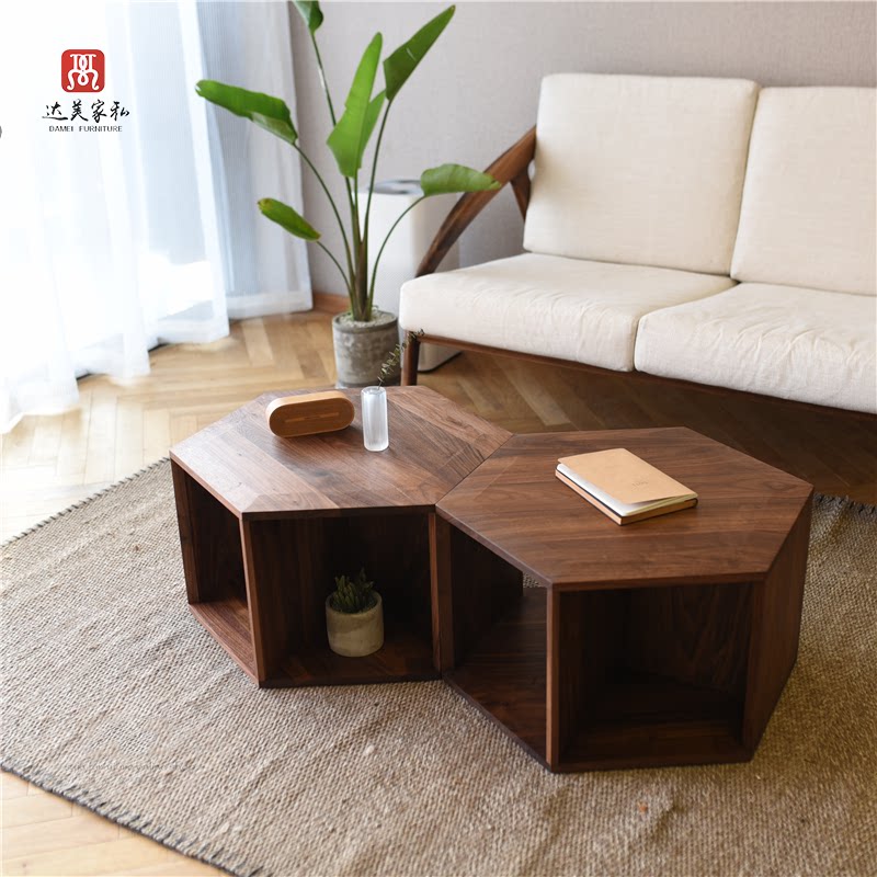 Simple Japanese All-solid Wood Oak Black Walnut Tea Several Living Rooms Northern Oil Can Be Customized