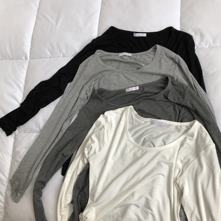 Feedback price plus several pure coloured collar Mordale blouse to wear a long sleeve t - shirt outside the autumn coat