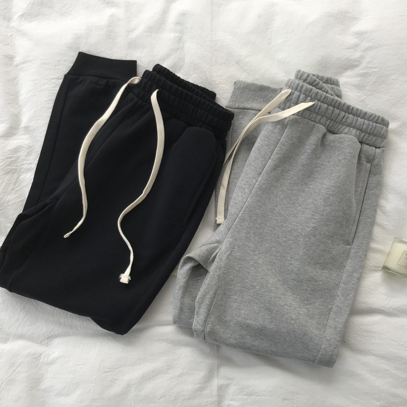 Gray sweatpants women's 2020 autumn new loose thin elastic terry casual pants drawstring Wei pants Harun pants