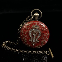 Antiques miscellaneous antiques old things second-hand goods nostalgic collection pure copper reflux Western enamel double-open mechanical pocket watch