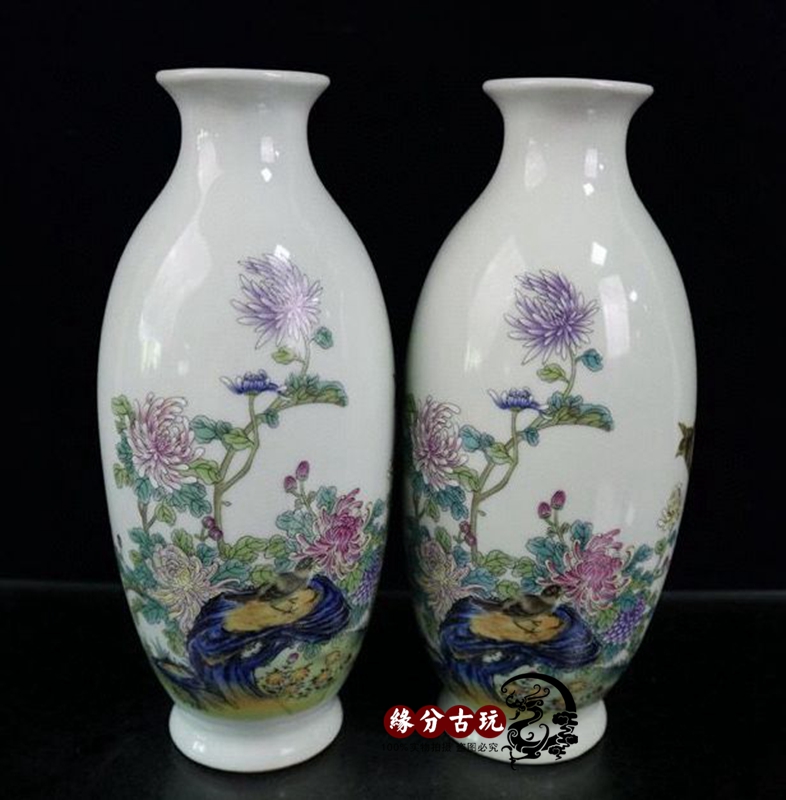 Jingdezhen ceramic ware pink flowers open rich and expensive vase antique made of old porcelain hawking pieces antique ancient play collection-Taobao
