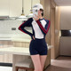 New style surfing swimsuit women's one-piece boxer briefs slim sports swimming long-sleeved professional conservative sun protection snorkeling suit