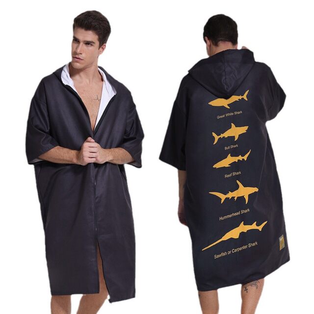 2025 couples quick-drying zipper swimming bathrobe portable hooded diving changing cloak can wear beach towel