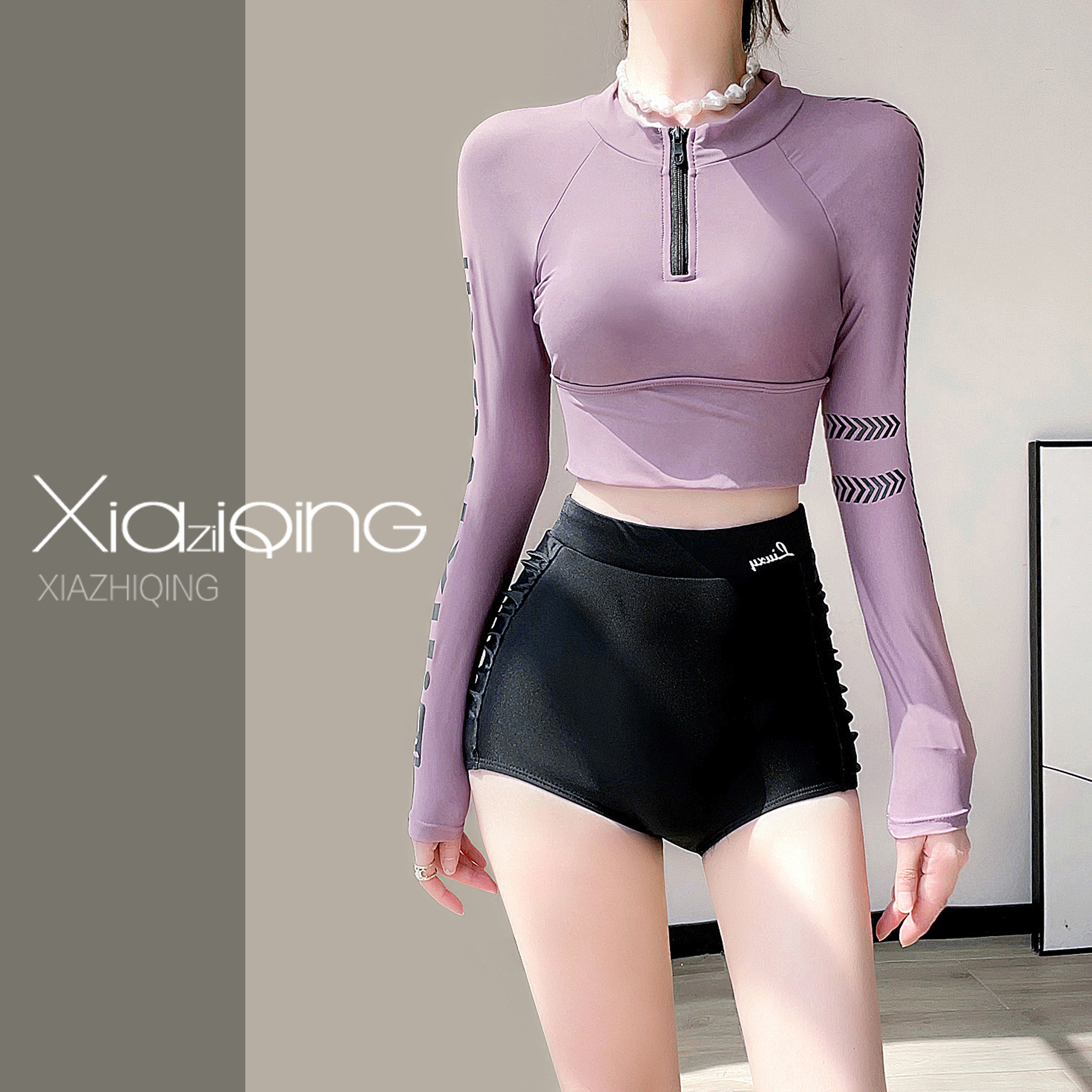 Korean Dive Costume Woman Sunscreen Sunscreen Dry Dry Jet Zipper Snorkeling Surf Swimsuit