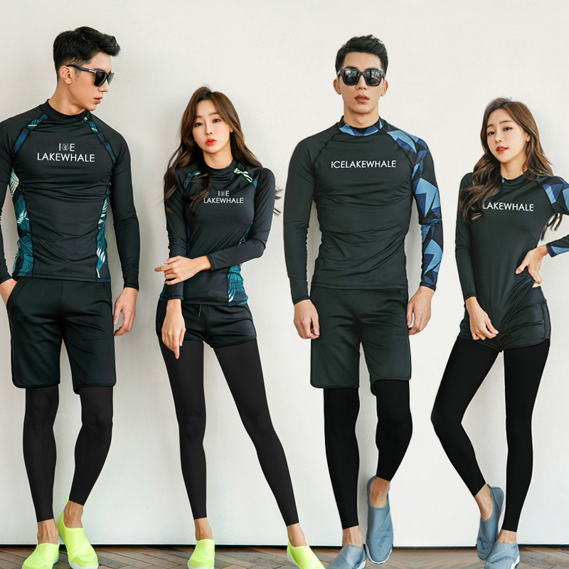 Korean wetsuit female couple two-piece snorkeling swimsuit conservative thin long sleeve sunscreen quick-drying surf suit Jellyfish suit