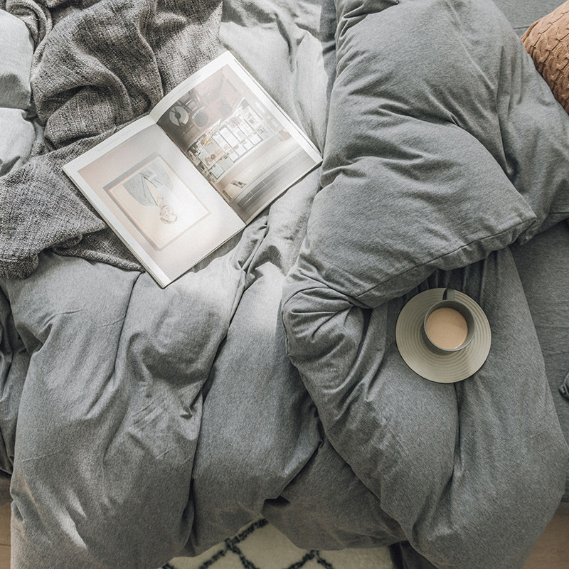 Knitted cotton four - piece cotton set with a single bed of pure coloured geranium cotton 1 8 m pure cotton bedding