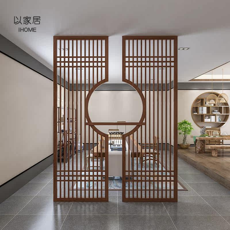 New Chinese solid wood Xuanguan Entrance Grille Living Room Hotel Tea Building Clubhouse Decoration Custom Wooden Screens Partition Wall