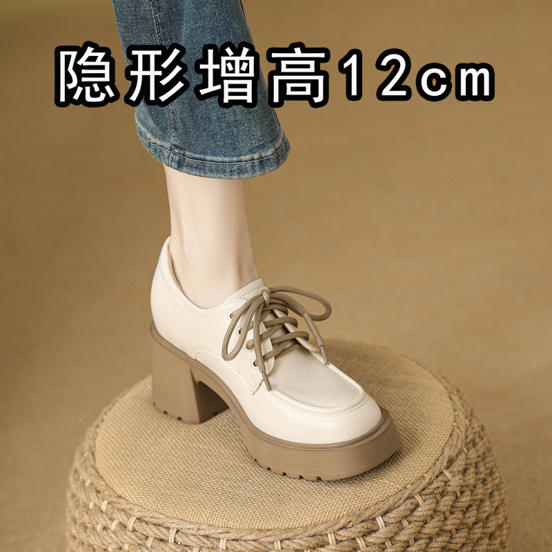 2026 Super Stylish Shoes with Soft Soles That Don'T Tire Your Feet, Women's White Lace-Up Loafers with Hidden Height Increase, British Style Leather Shoes 2026 Super Stylish Shoes with Soft Soles That Don'T Tire Your Feet, Women's White Lace-Up Loafers with Hidden Height Increase, British Style Leather Shoes