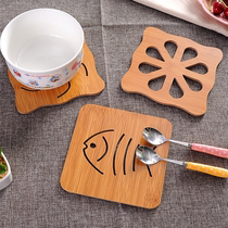 Kitchen bamboo wood anti-scalding mat square large small round cup mat casserole bowl mat non-slip living room coffee table mat