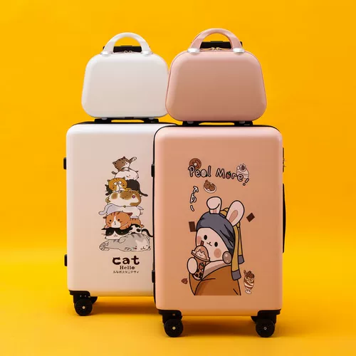 Противоударный мультяшный свежий милый чемодан для путешествий, высококачественная коробка, в корейском стиле, принт