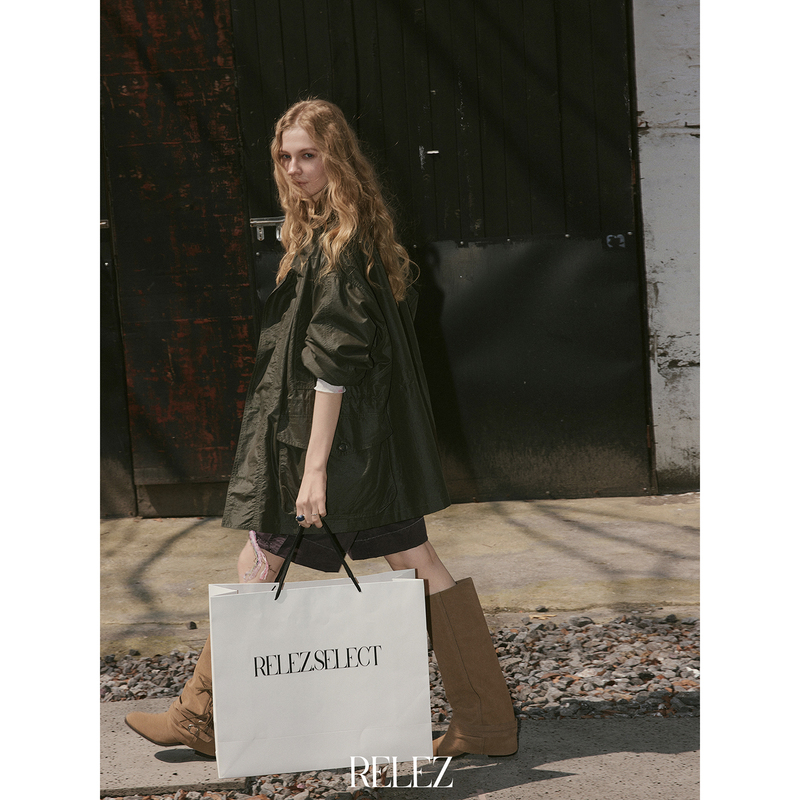 Relez Retro Dark Green Lapel Work Jacket for Women, Autum Loose Fit, Slimming, Casual, Versatile, Work Clothing Jacket