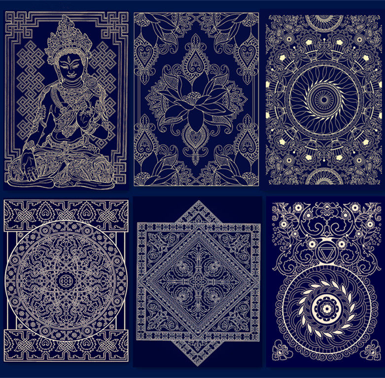 Drawing gold on canvas Hand-painted coloring diy coloring painting Decompression meditation(coloring world)