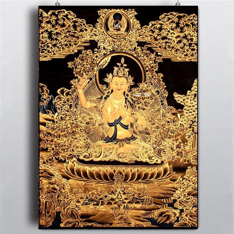 Manjushri Bodhisattva cloth Thangka gold painting diy hand-painted coloring painting Meditation decompression coloring painting(coloring world)