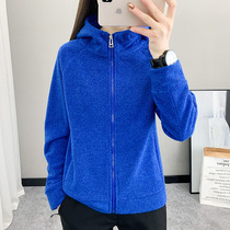Fleece jacket autumn and winter double-sided fleece jacket lining plus velvet warm polar fleece womens cardigan hooded sweatshirt
