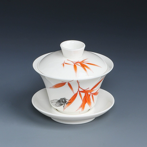 Sheep Fat Jade Kung Fu Tea Set One Amazing, Sancai Bowl Bowl Company Store Store Morep Mogos