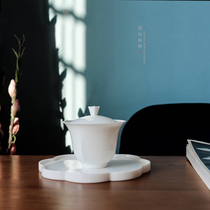 Sheep Jade Three Cai Bowl Kung Fu Tea Cup Tea Bowl Shop Tea House LOGO Gift Customization Company Activity Accompanions
