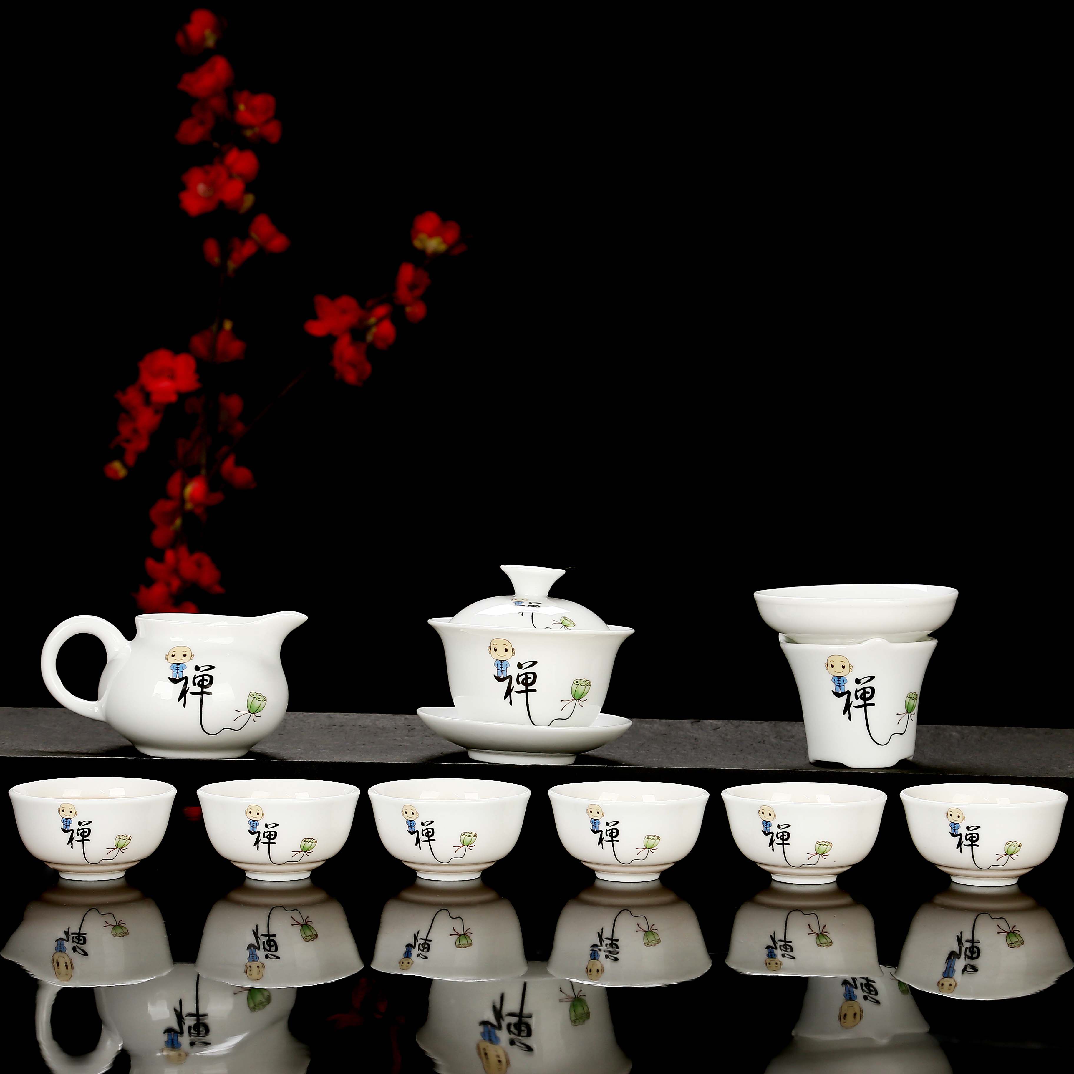 Ceramic Tea Set Sets Customized print LOGO suit Advertising Gift lettering Two-dimensional Code Minimyo Home Tea Maker