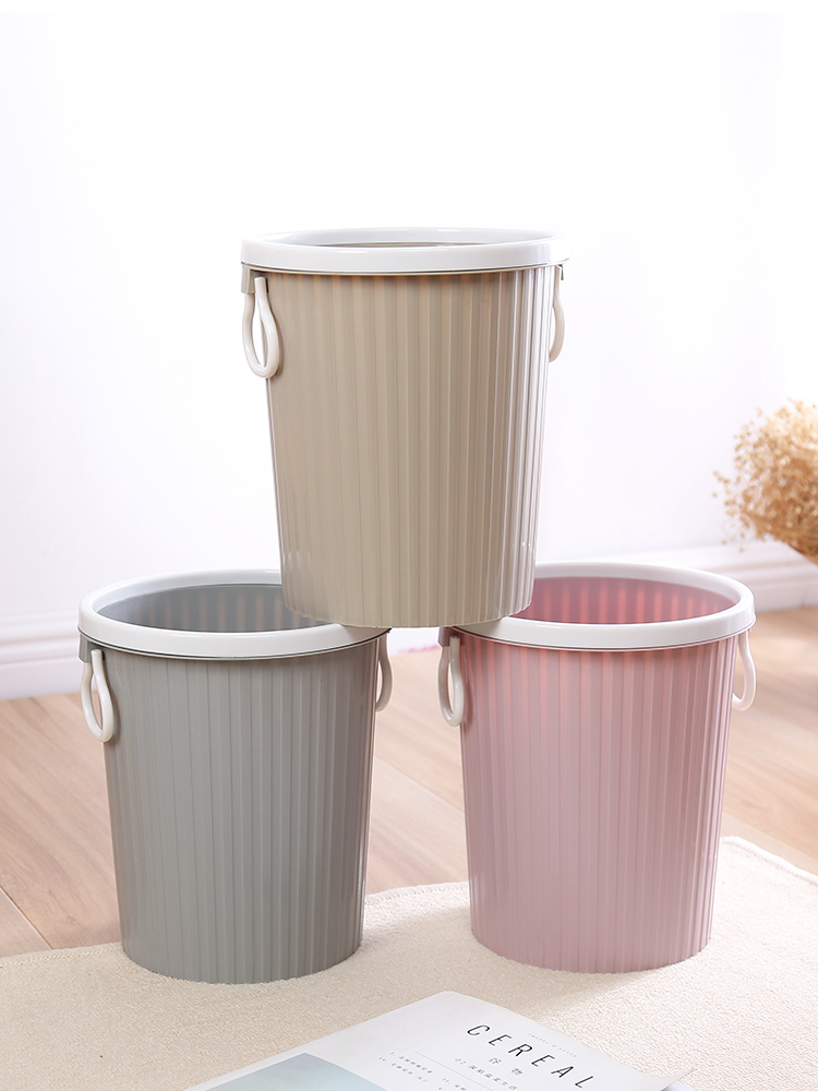 Garbage bin with pressure ring Household kitchen living room toilet powder room Plastic cloth basket lidless small large trash can