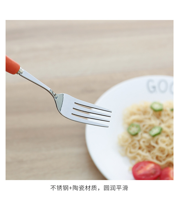 Cartoon muỗng ngã ba bộ đồ ăn cầm tay dễ thương cá tính sáng tạo trẻ em muỗng thép không gỉ muỗng nhỏ - Đồ ăn tối đĩa nhựa dùng 1 lần