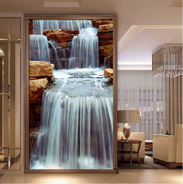 Landscape landscape painting porch aisle background wall sticker wall wall 3D stereo waterfall from sticky wallpaper
