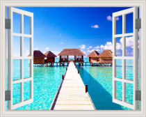 Living room Bedroom Dormitory Self-Adhesive Wall Patch Wind View Painting Simulation Windows Creative Stickers Fake Windows 3d Solid Applid