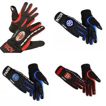 Ac inter milan juventus italy plus velvet winter windproof cold-proof anti-slip warm touch screen gloves football fans