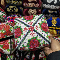 Xinjiang national characteristic dance small flower hat embroidered stage square dance headdress lady four-corner hat rose hat