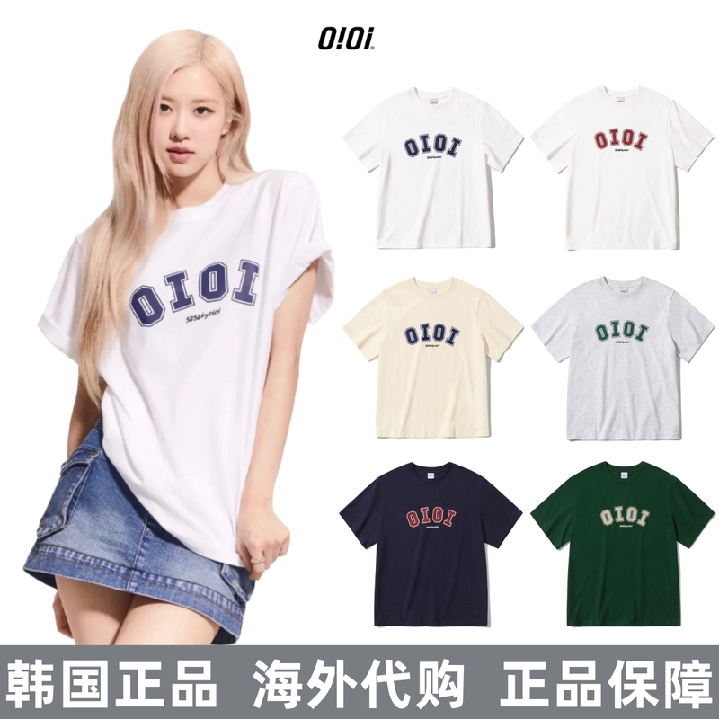 Korean 5252Oioi Trendy Brand Round Neck Short-Sleeved T-Shirt, Park Chae Young Rose Same Style Oioi Loose Fit Unisex Couple T-Shirt ins