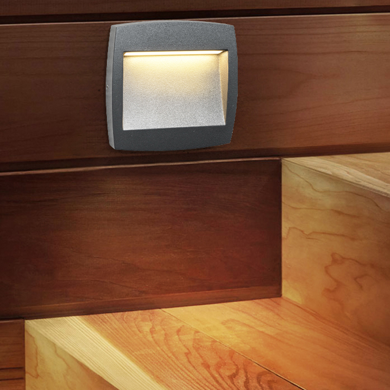 LED stair tread light outdoor minimalist square foot lamp waterproof Ming-fit step light Courtyard Gangway Wall Corner Lamp